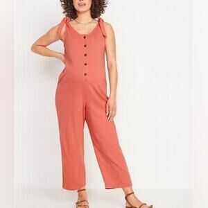 Old Navy Sugar Poppy Tie-Shoulder Henley Jumpsuit